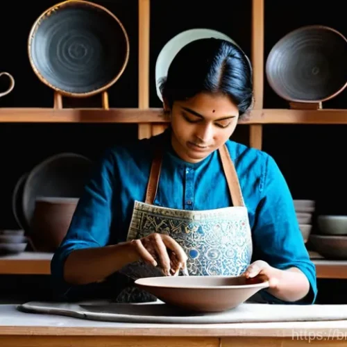 미술세라믹 분야 취업 정보 - **Prompt 1: Artisan's Studio - Blending Tradition and Modernity**
    "A young Bengali female artisa...