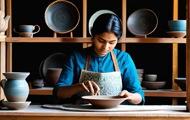 미술세라믹 분야 취업 정보 - **Prompt 1: Artisan's Studio - Blending Tradition and Modernity**
"A young Bengali female artisa...