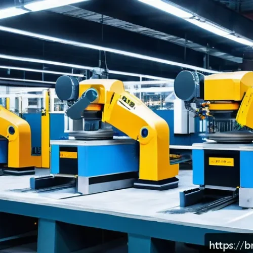 Home 17 세라믹 업계 최신 이슈 - A state-of-the-art ceramic manufacturing factory interior featuring advanced digital automation mach...