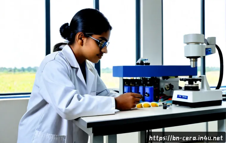 세라믹 기술 취업 가이드 - Photorealistic ceramic technology career guidance scene, confident young Bengali engineer in clean p...